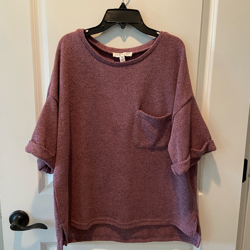 Purple Short Sleeve Sweater